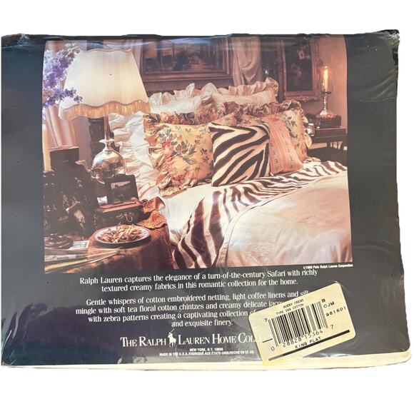 RALPH LAUREN DAMASK AVERY CREAM KING FLAT SHEET 100% COTTON 200 THREAD VTG NOS - Picture 6 of 7